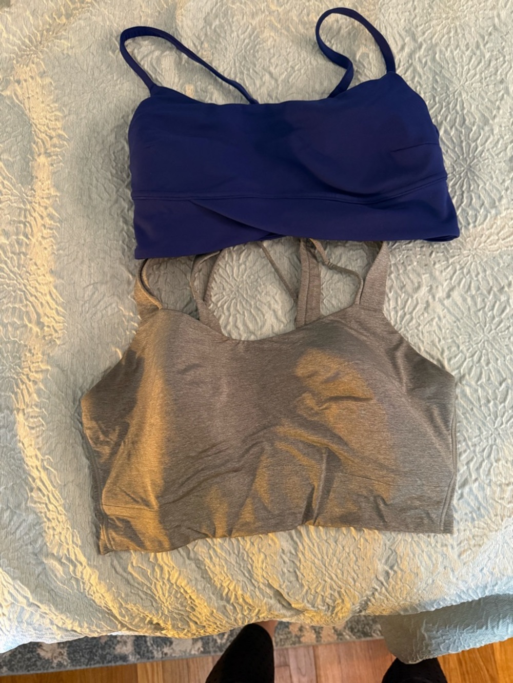 Set of Two Seamless Bralettes - Royal Blue & Heather Gray